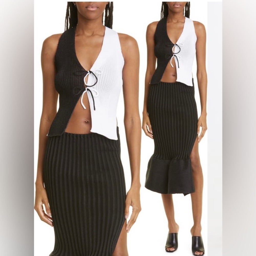 A.Roege Hove Sofie Colorblock Tie Front Sleeveless Cardigan
